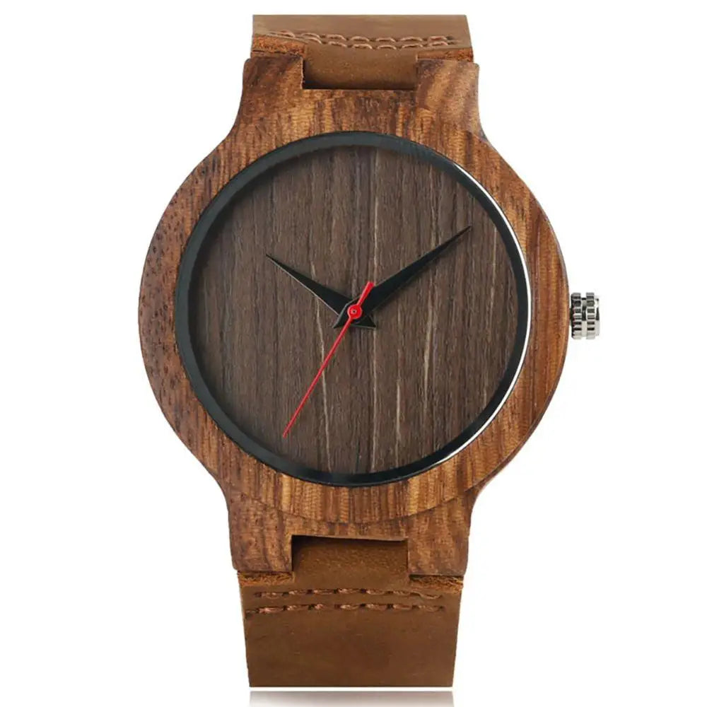 Vintage Wooden Black/Coffee/Green Dial Natural Bamboo Wood Watch for Men Leather Wooden Clock Male Hour Top Gift Reloj De Madera