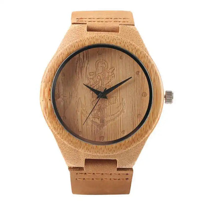 Vintage Wooden Black/Coffee/Green Dial Natural Bamboo Wood Watch for Men Leather Wooden Clock Male Hour Top Gift Reloj De Madera