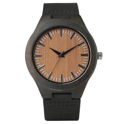 Vintage Wooden Black/Coffee/Green Dial Natural Bamboo Wood Watch for Men Leather Wooden Clock Male Hour Top Gift Reloj De Madera